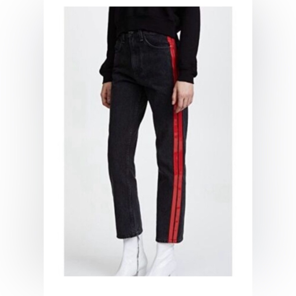 rag & bone New York Track/Tuxedo Stripe Jeans Women’s 28 Black Red Side Stripes